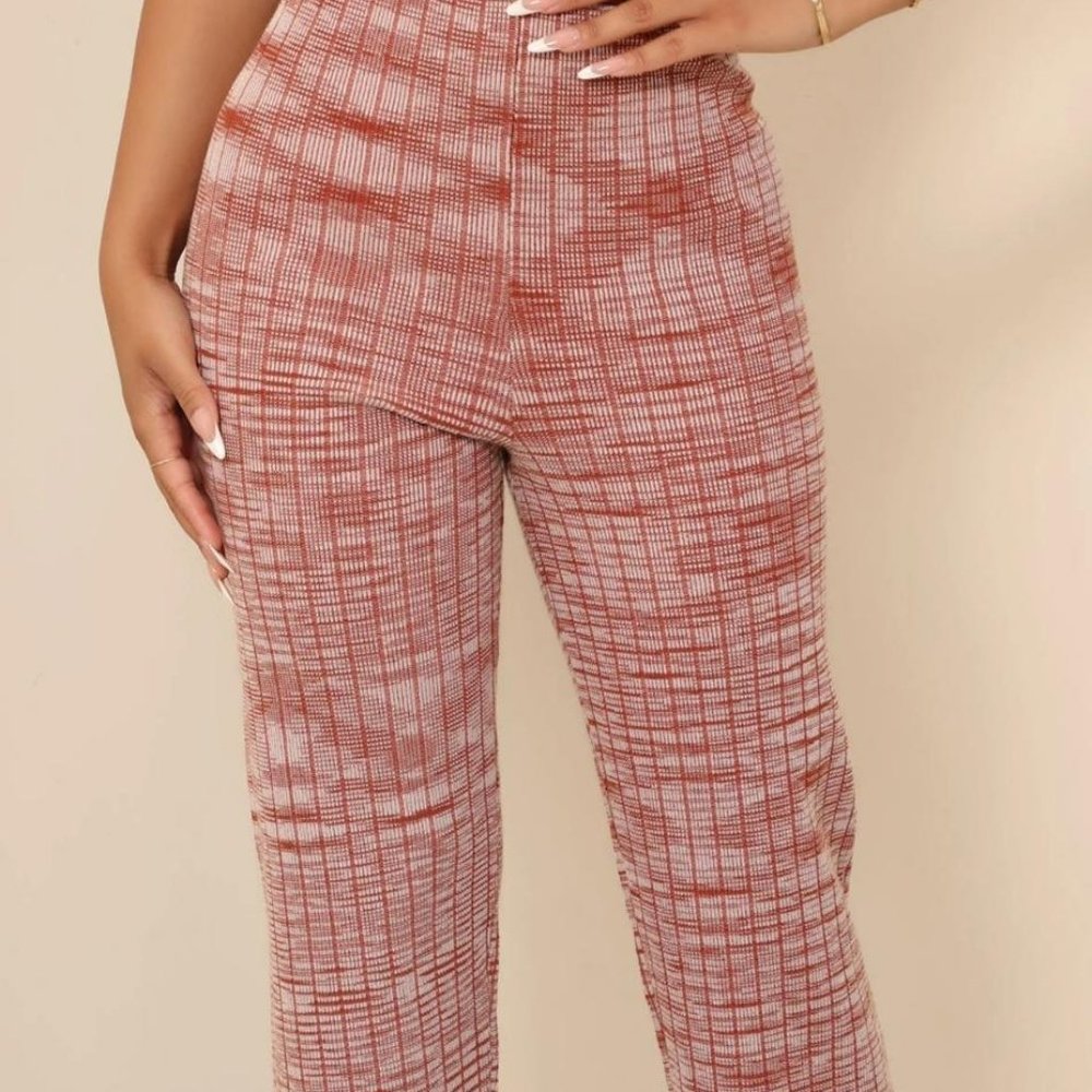 Fashion Nova Vintage Melinna Marled Knit Pants NWT XL - Rust